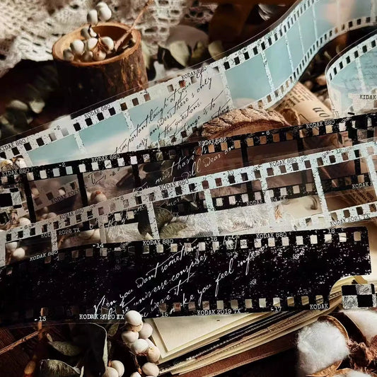 Linlanxi【Memories of Time】Original Washi/Pet Tape New Retro Life Old Film Series Decorative Tape Long Loop Full Roll