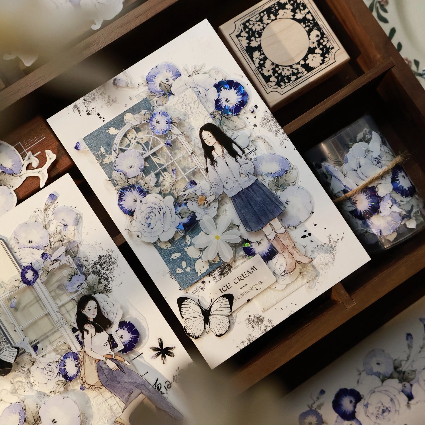 YiEr Vol15【Butterfly Habitat】Orginal Design Pre-cut Washi/Pet Floral Tape Light Retro Landscaping Stickers