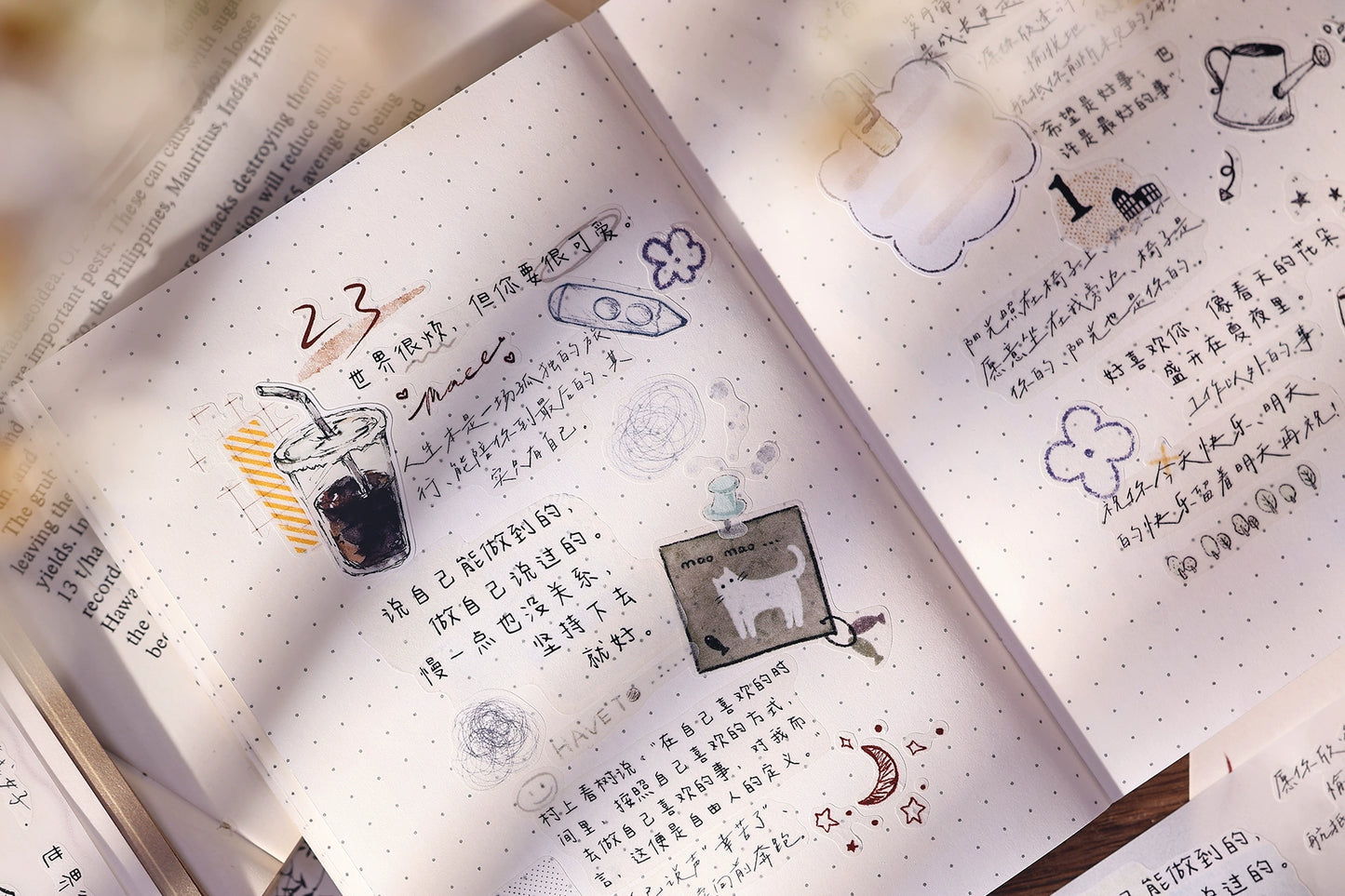 XiaoBaiJia Minimalist Style【Message】Light Retro Orginal Design Washi Pet Tape Landscape Stickers