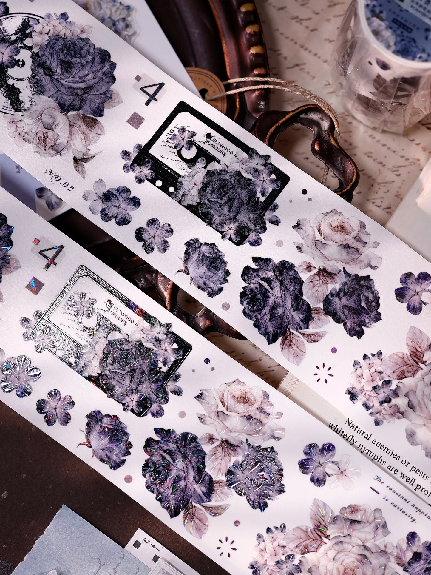 XiaoBaiJia【Cloud Ink Flower Cluster】Pre-cut Floral Orginal Design Washi Pet Tape Light Retro Stickers