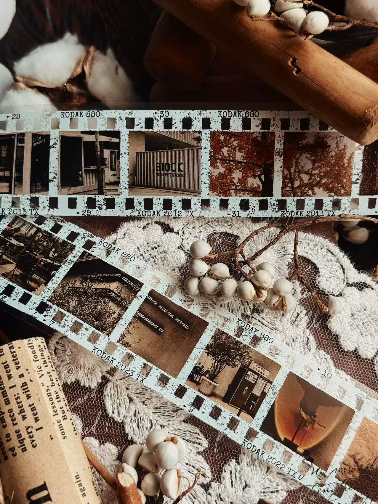 Linlanxi【Memories of Time】Original Washi/Pet Tape New Retro Life Old Film Series Decorative Tape Long Loop Full Roll