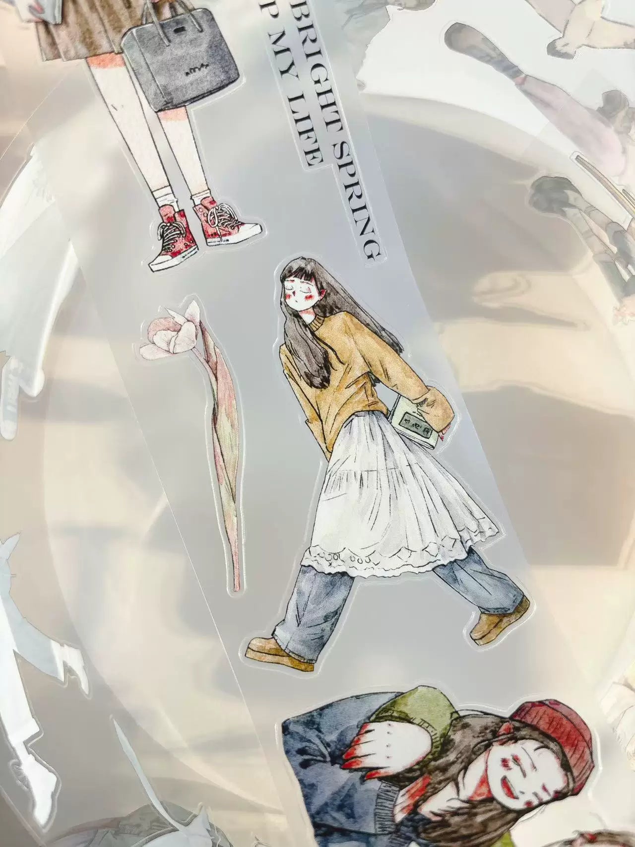Kaixiaoxun Vol11【Slow Narrative Collection】 Pre-Cut Long Loop Washi/Matte PET Tape for Scrapbook Supplies,Junk Journal Supplies
