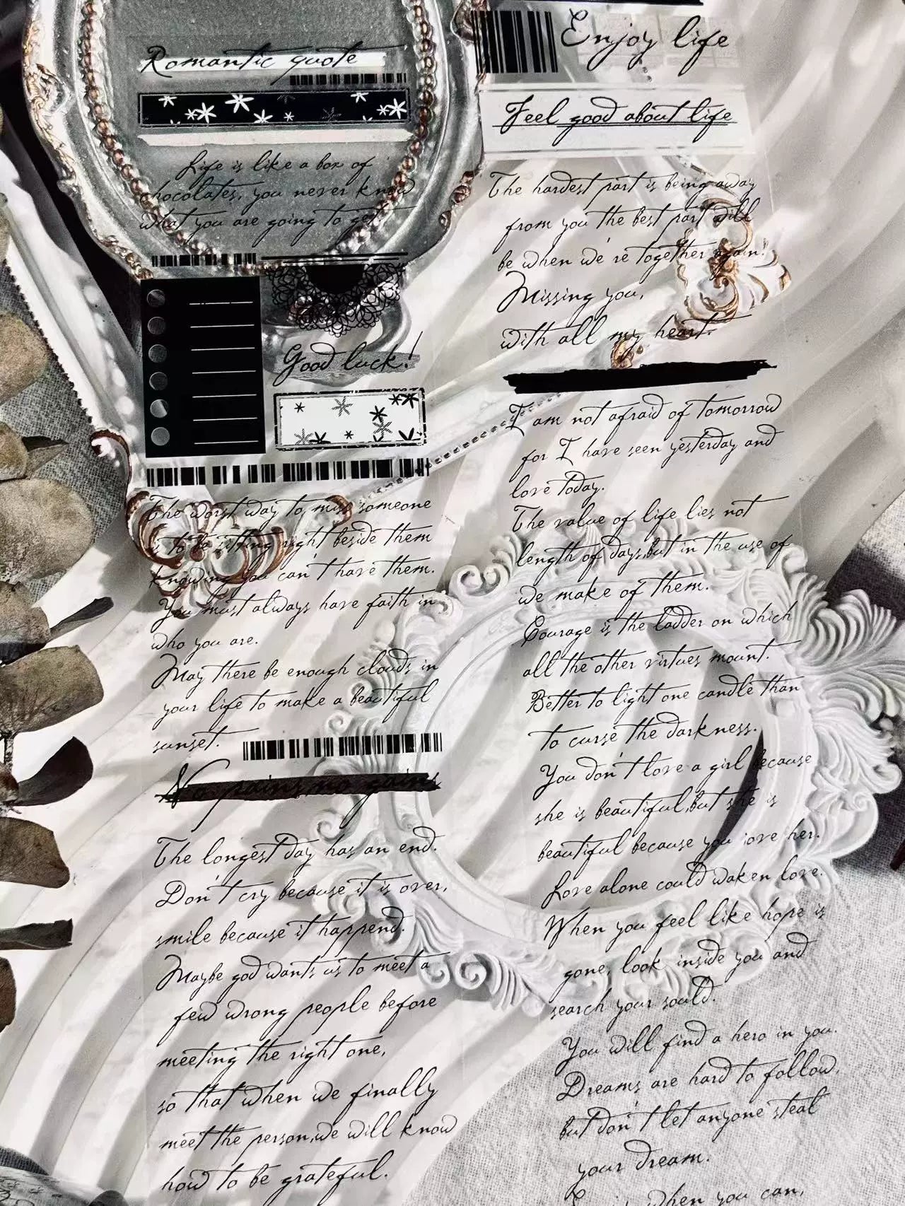 Linlanxi【 Romantic Quotes】Original Design Text Washi/Pet Tape Sticker, 5-meter-long Loop Roll