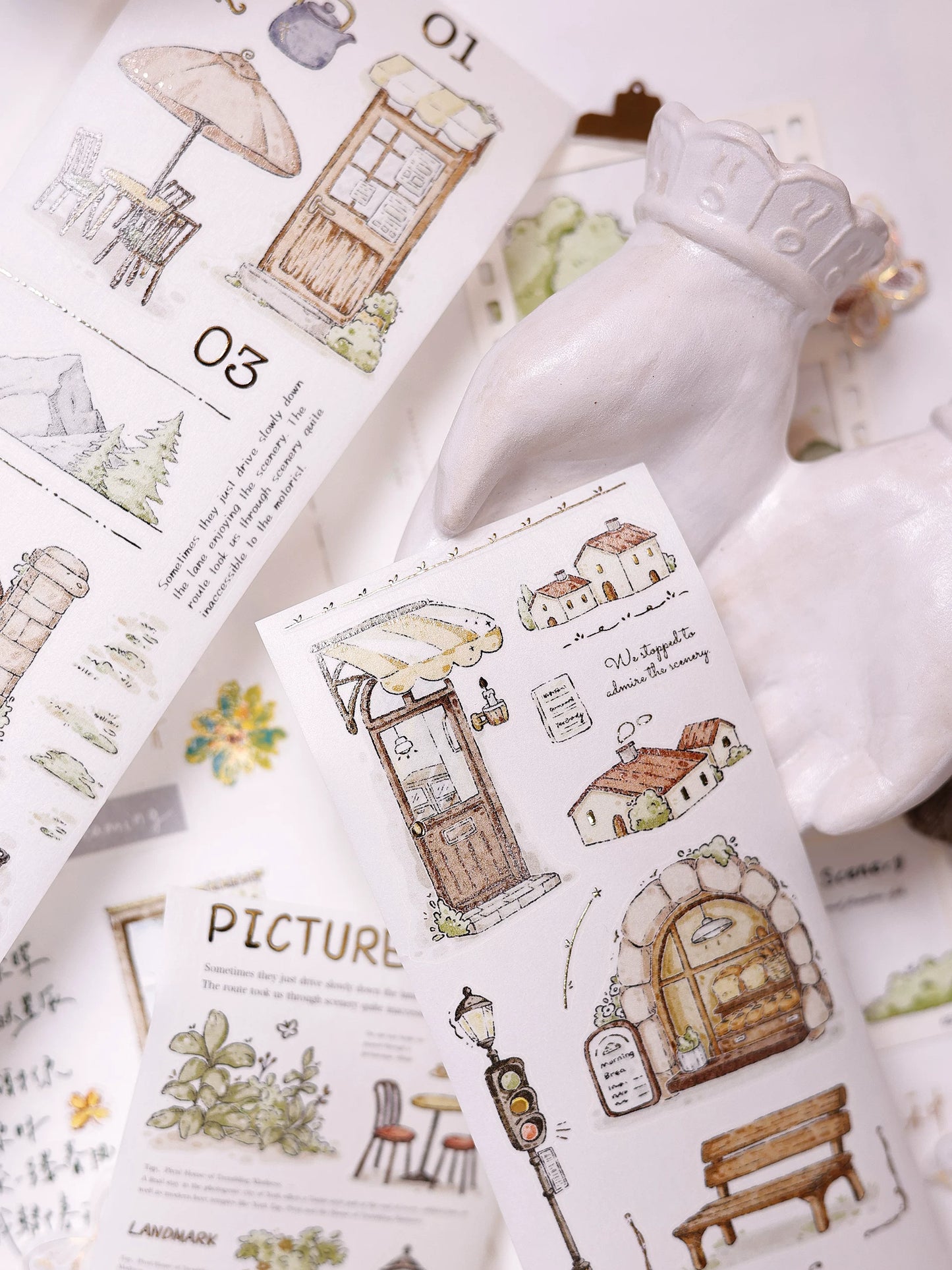 XiaoBaiJia Salt Series【Plain and Delicate】Pre-cut Orginal Design Washi/Pet Tape Light Retro Stickers