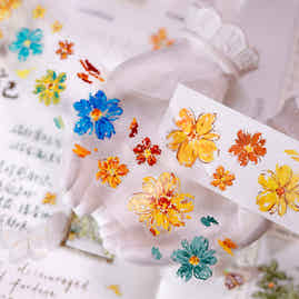 XiaoBaiJia Salt Series【Shallow Salt Flower Town】Pre-cut Orginal Design Flora Washi/Pet Tape Light Retro Stickers