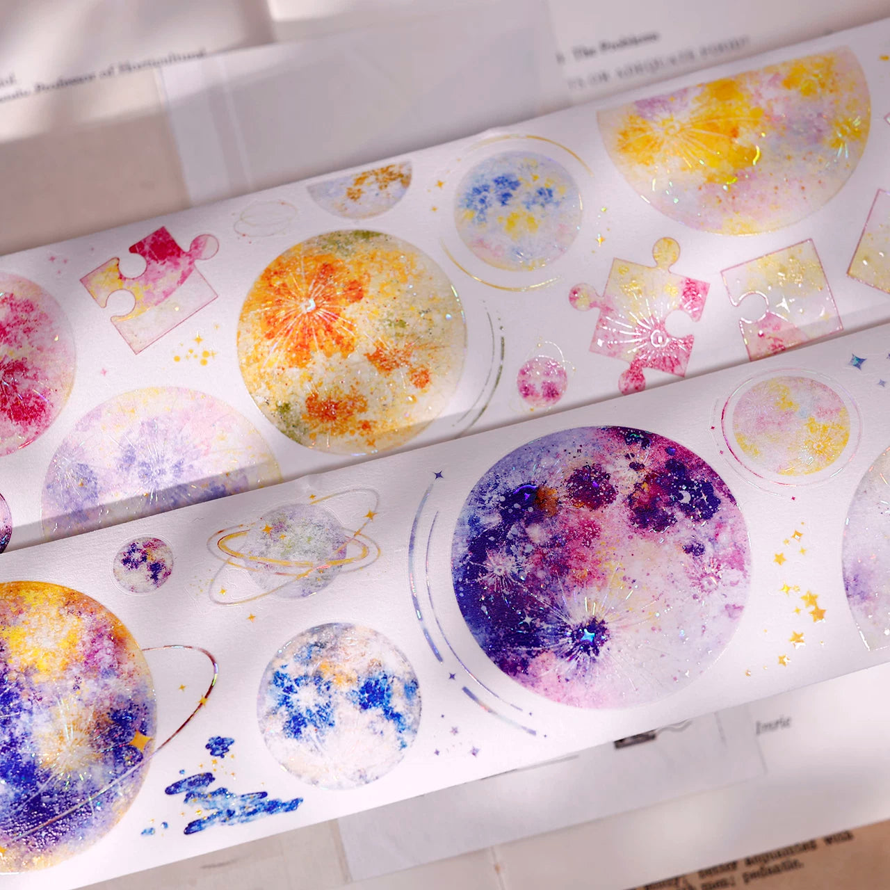 XiaoBaiJia【Starfall】Pre-cut Dream Planet Orginal Design Washi Pet Tape Light Retro Stickers
