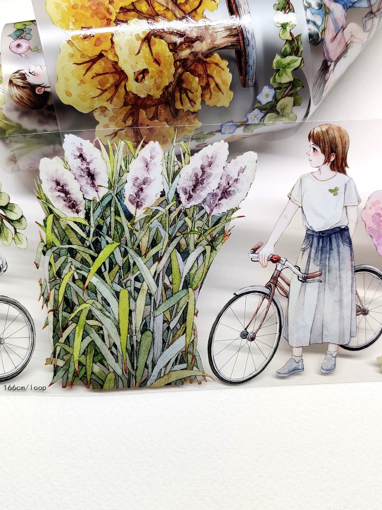 Xiangxiang Vol3 【Cycling Time】Light Retro Character Scenery Orginal Design Washi Pet Tape Landscaping Stickers