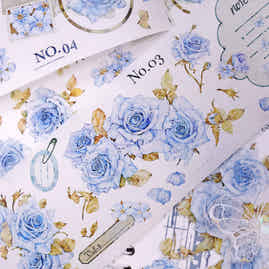 XiaoBaiJia Salt Series【Clear Dew】Pre-cut Orginal Design Floral Washi/Pet Tape Light Retro Stickers