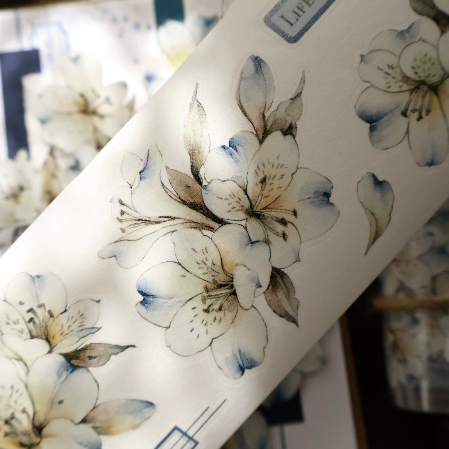 YiEr Vol15【Blue Island Sixth Beginning】Orginal Design Pre-cut Washi/Pet Floral Tape Light Retro Landscaping Stickers