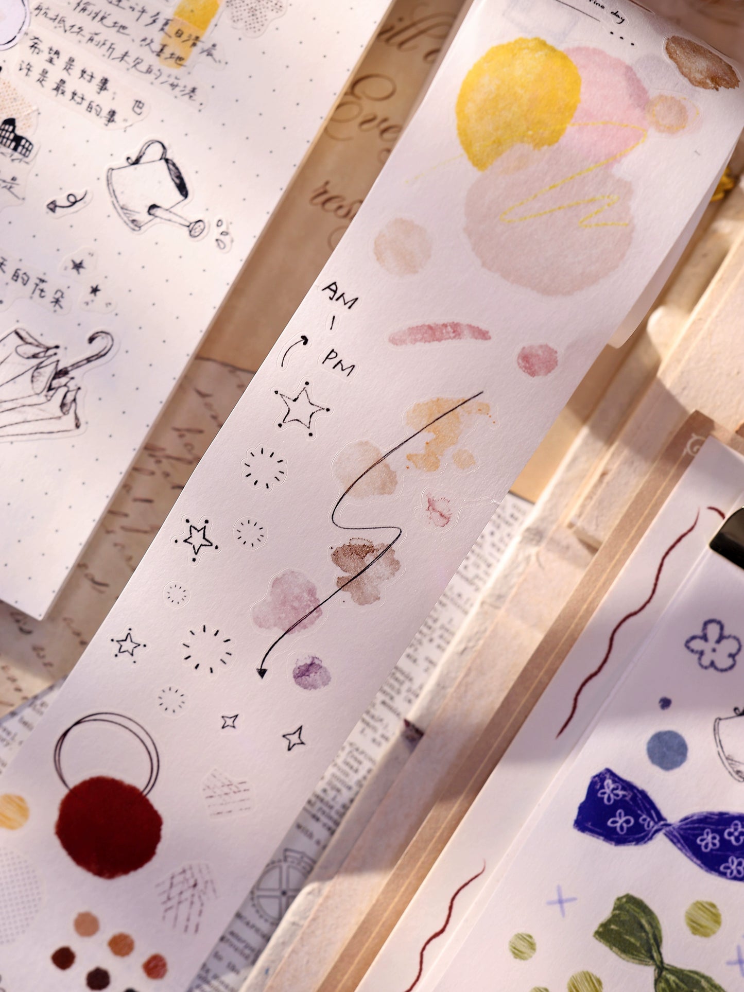 XiaoBaiJia Minimalist Style【Small Decoration】Light Retro Orginal Design Washi Pet Tape Landscape Stickers
