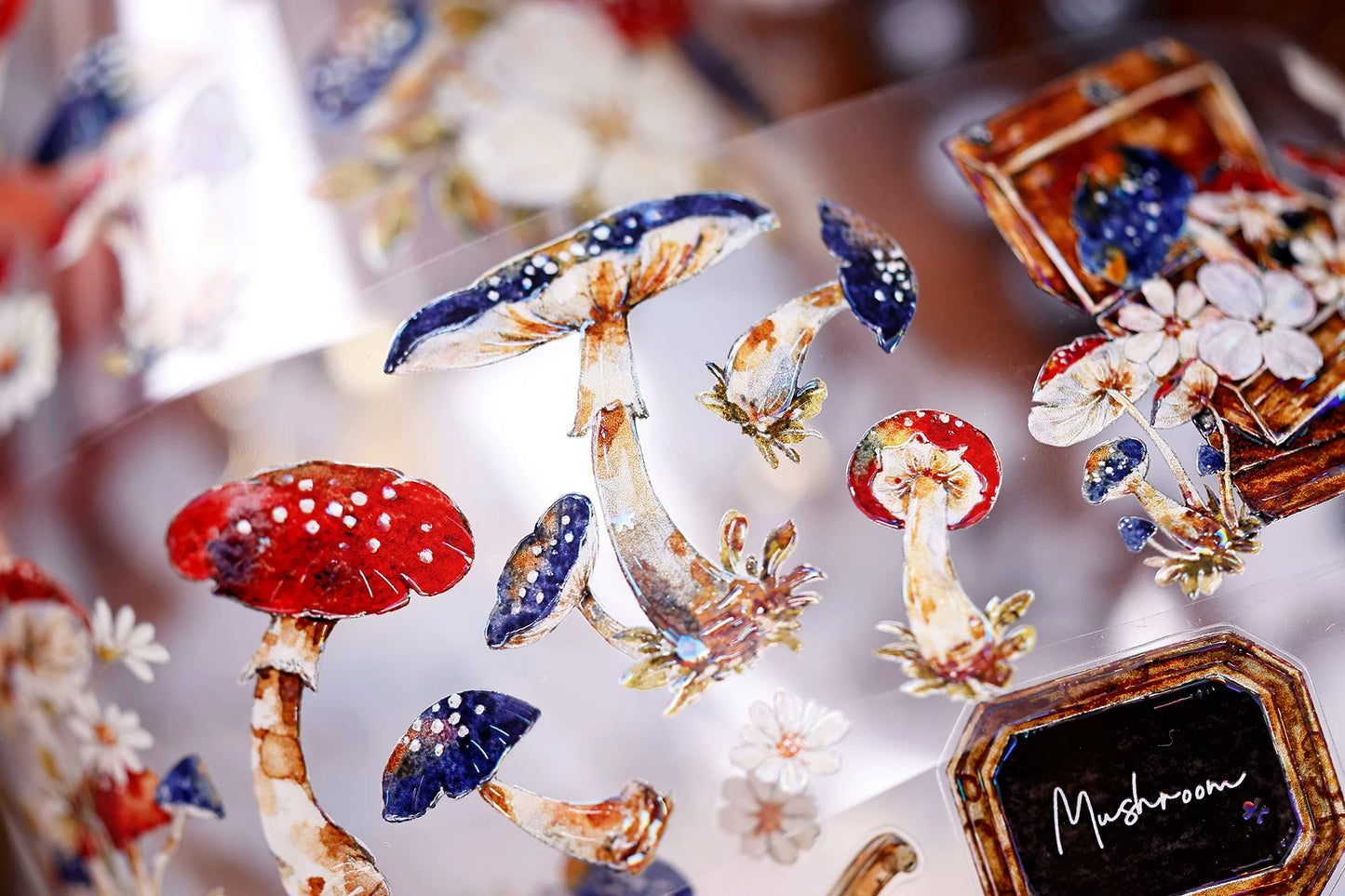 XiaoBaiJia【Mushroom Tales in the Woods】Orginal Design Kiss-cut Washi Pet Floral Tape Light Retro Landscaping Stickers