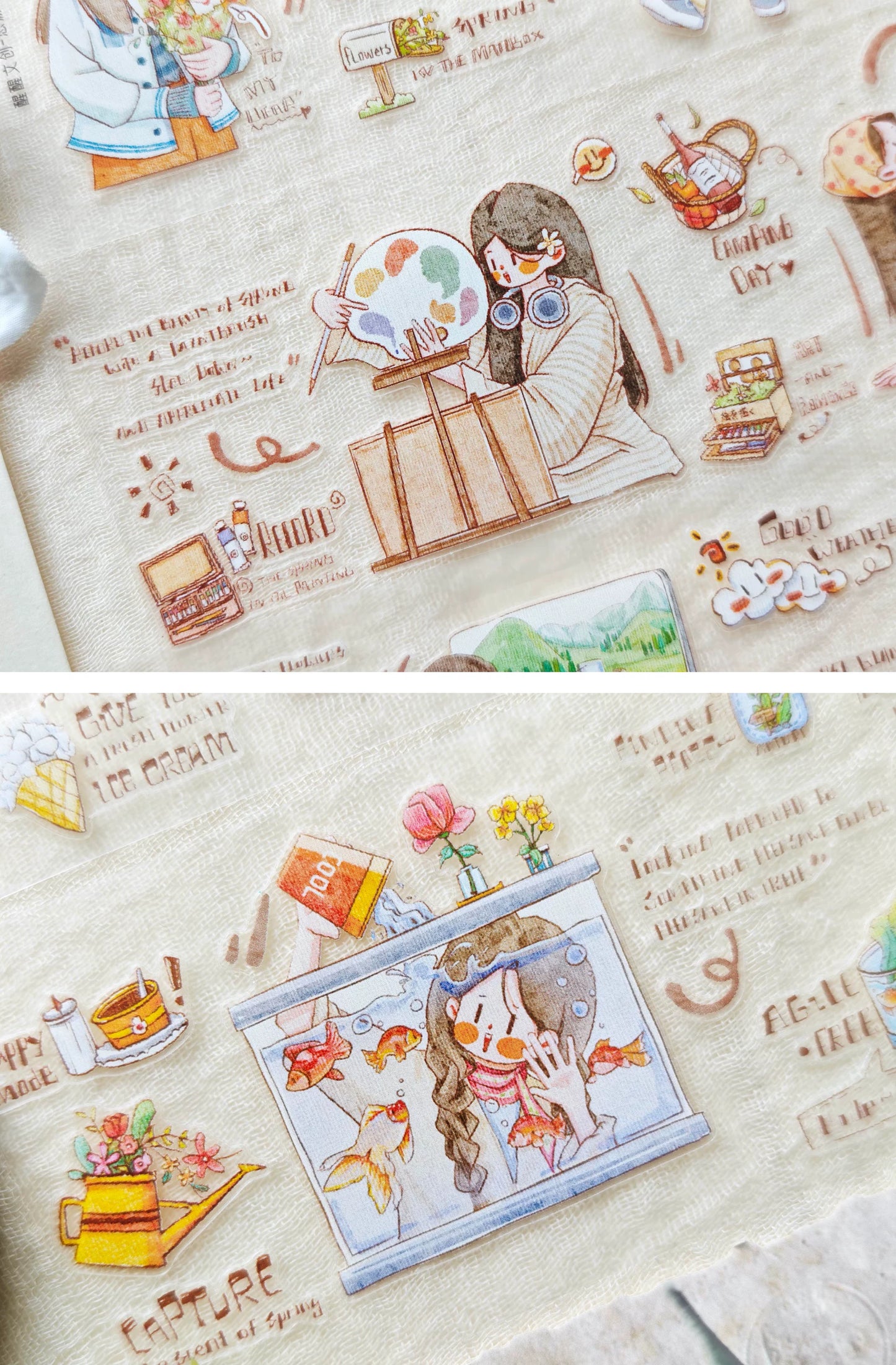 XingXing Vol7【Wandering Leisurely and Leisurely】 Pre-cut Salt based Spring Daily Light Retro Washi PET Tape
