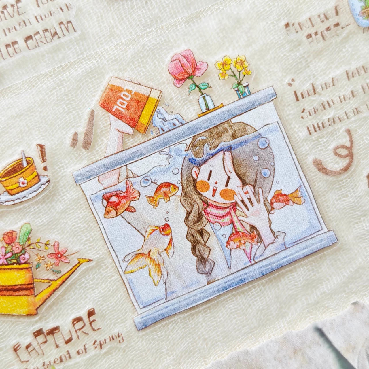 XingXing Vol7【Wandering Leisurely and Leisurely】 Pre-cut Salt based Spring Daily Light Retro Washi PET Tape