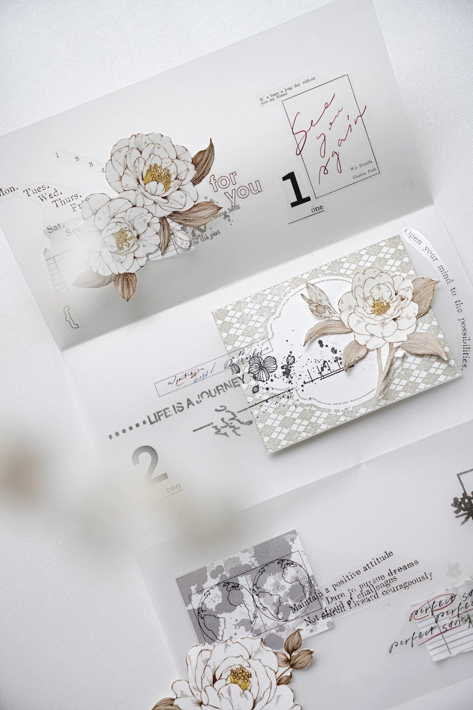 YuanZi Vol7【Sepia Letters】Orginal Design Washi/Pet English Text Tape Light Retro Stickers,for Scrapbook Supplies,Scrapbook Tape Stickers,Junk Journal Supplies