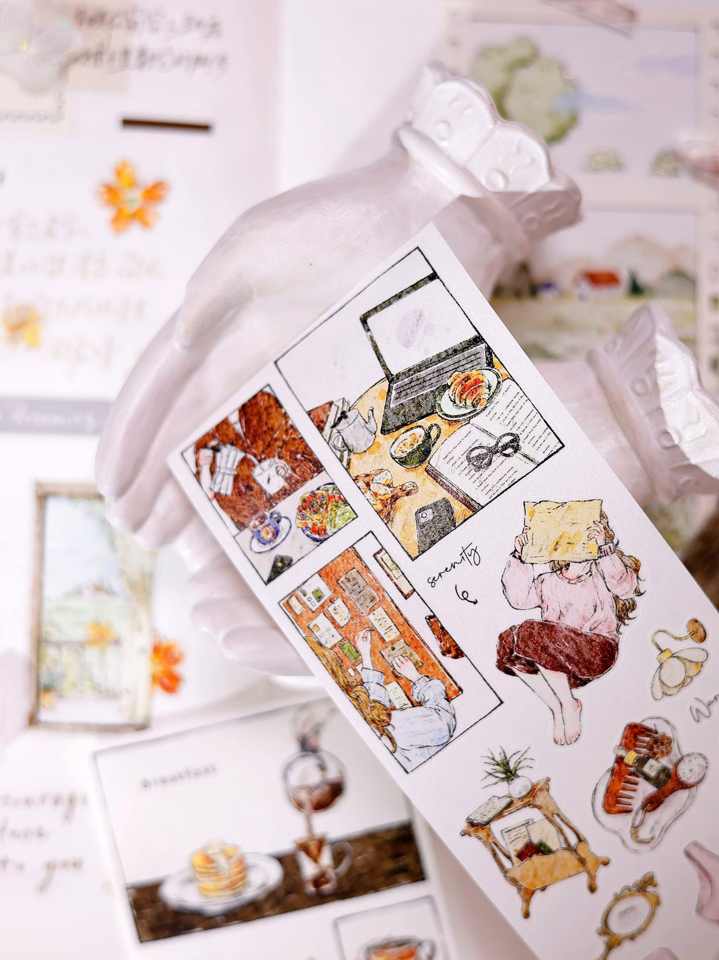 XiaoBaiJia Salt Series【Life Scroll】Pre-cut Orginal Design Washi/Pet Tape Light Retro Stickers
