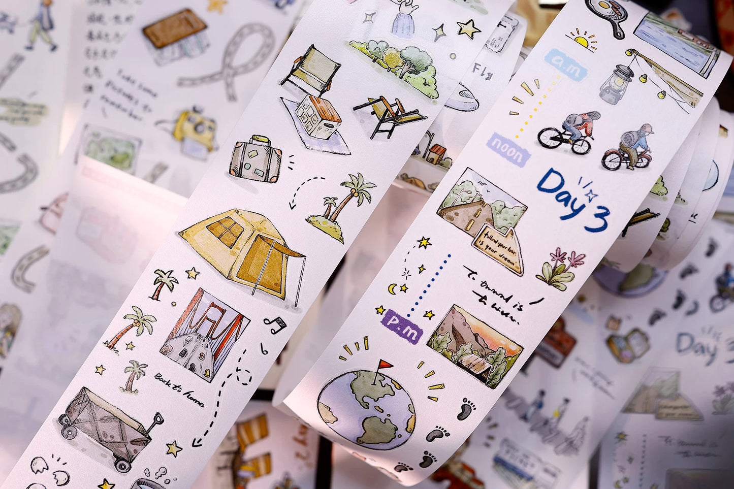 XiaoBaiJia Salt Series【Journey】Pre-cut Orginal Design Travel Scenery Text Washi/Pet Tape Light Retro Stickers