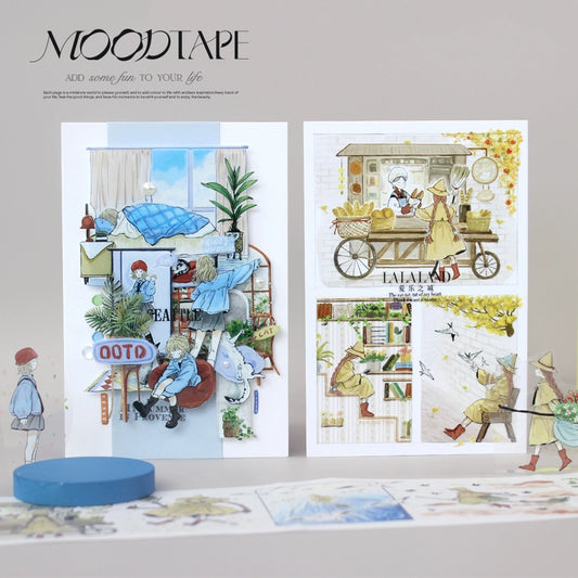 Moodtape【Meet】Original Character Design Washi/Pet Tape Stickers,for Scrapbook Supplies,Scrapbook Tape Stickers,Junk Journal Supplies