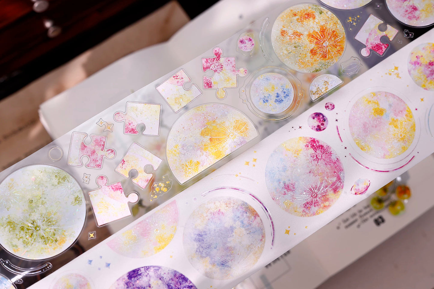 XiaoBaiJia【Starfall】Pre-cut Dream Planet Orginal Design Washi Pet Tape Light Retro Stickers