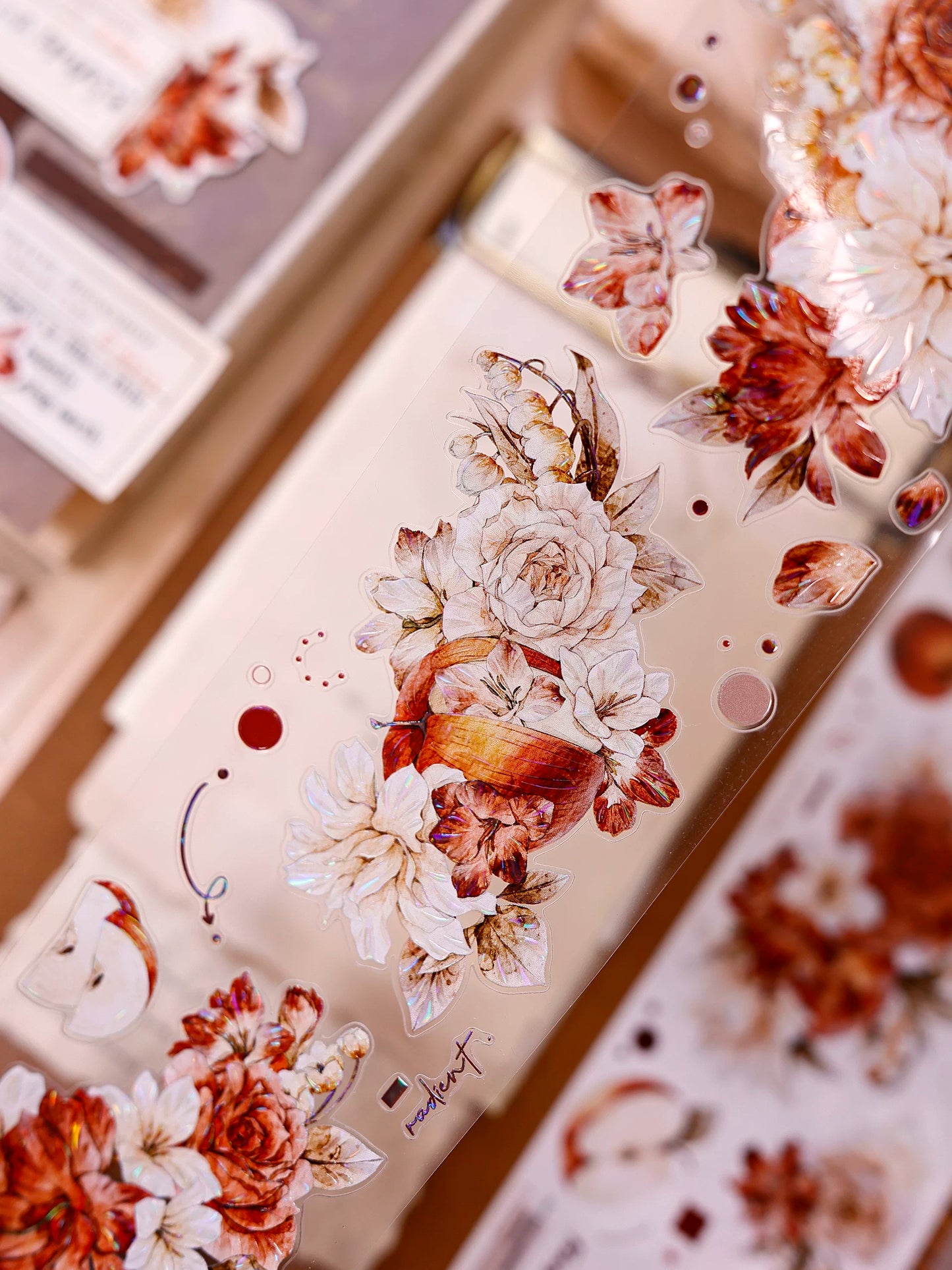 XiaoBaiJia【Sweet Dream Blossoms】Orginal Design Kiss-cut Washi/Pet Floral Tape Light Retro Landscaping Stickers