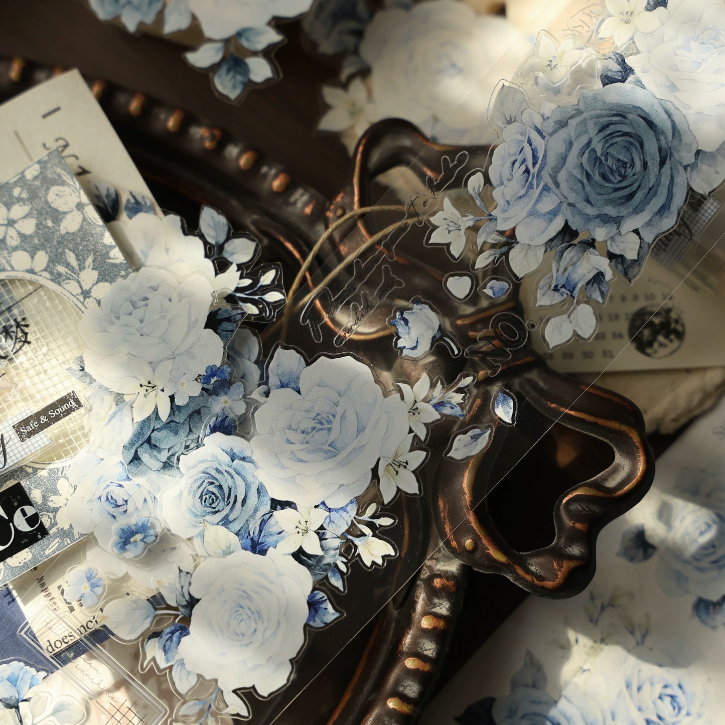 YiEr Vol16【Moonfield Rose Blue】Floral Washi Tape and PET Stickers