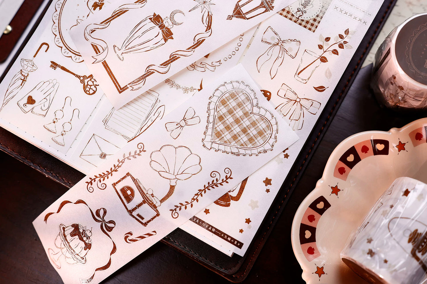 XiaoBaiJia Salt Series【Caramel Collection】Pre-cut Orginal Design Vintage Small Decorative Frame Washi/Pet Tape Light Retro Stickers