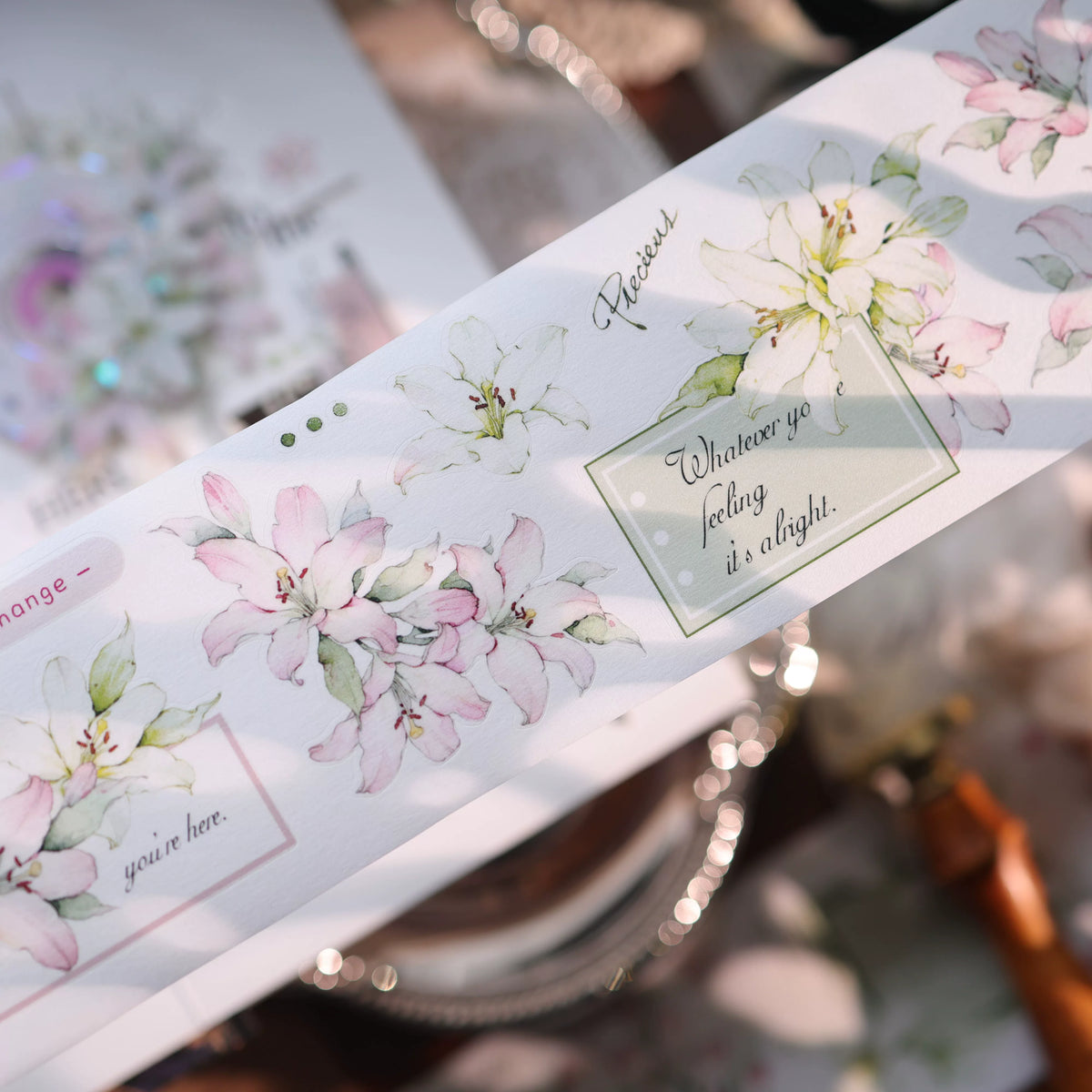 YiEr Vol18【Faint-Mist Lily】Pre-cut Orginal Design Follower Washi Tape and PET Stickers