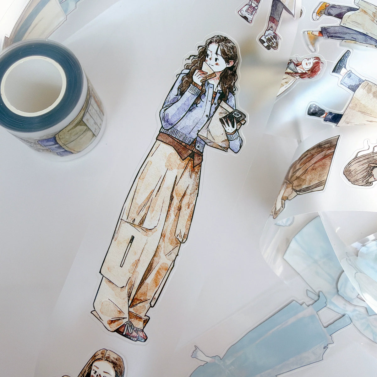 Kaixiaoxun Vol14【Early Autumn】 Pre-Cut Long Loop Washi/Matte PET Tape for Scrapbook Supplies,Junk Journal Supplies