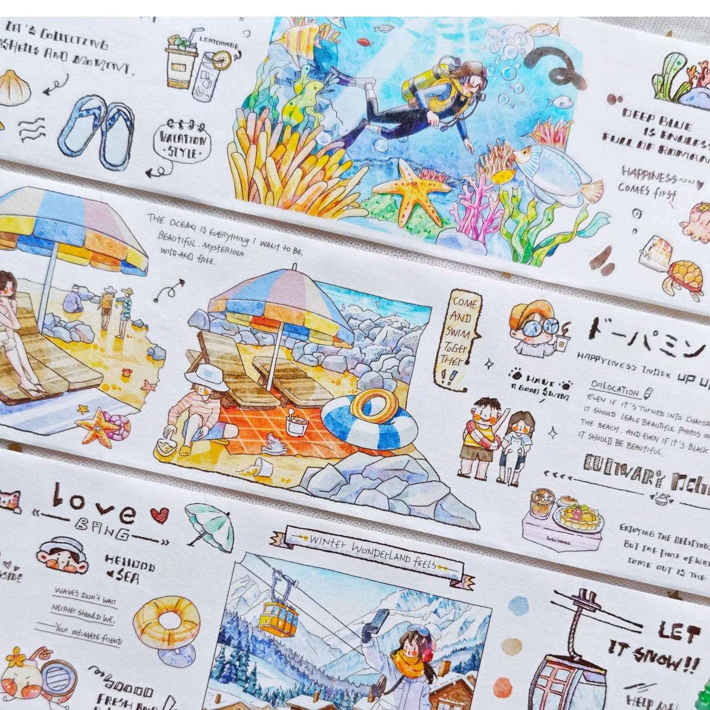 XingXing Vol8【Brave the Wind and Waves】 Pre-cut Light Retro,Outdoor Sports Mountain,Sea,Forest,Desert Scene Washi/PET Tape