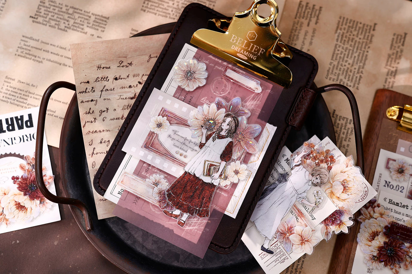 XiaoBaiJia Salt Series【Poetic Girl】Pre-cut Orginal Design Washi Pet Tape Light Retro Stickers