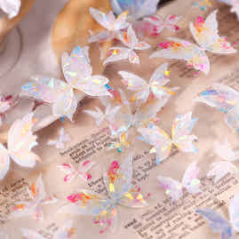 XiaoBaiJia【Liuli Butterfly Dance】Pre-cut Orginal Design Washi Pet Tape Light Retro Stickers