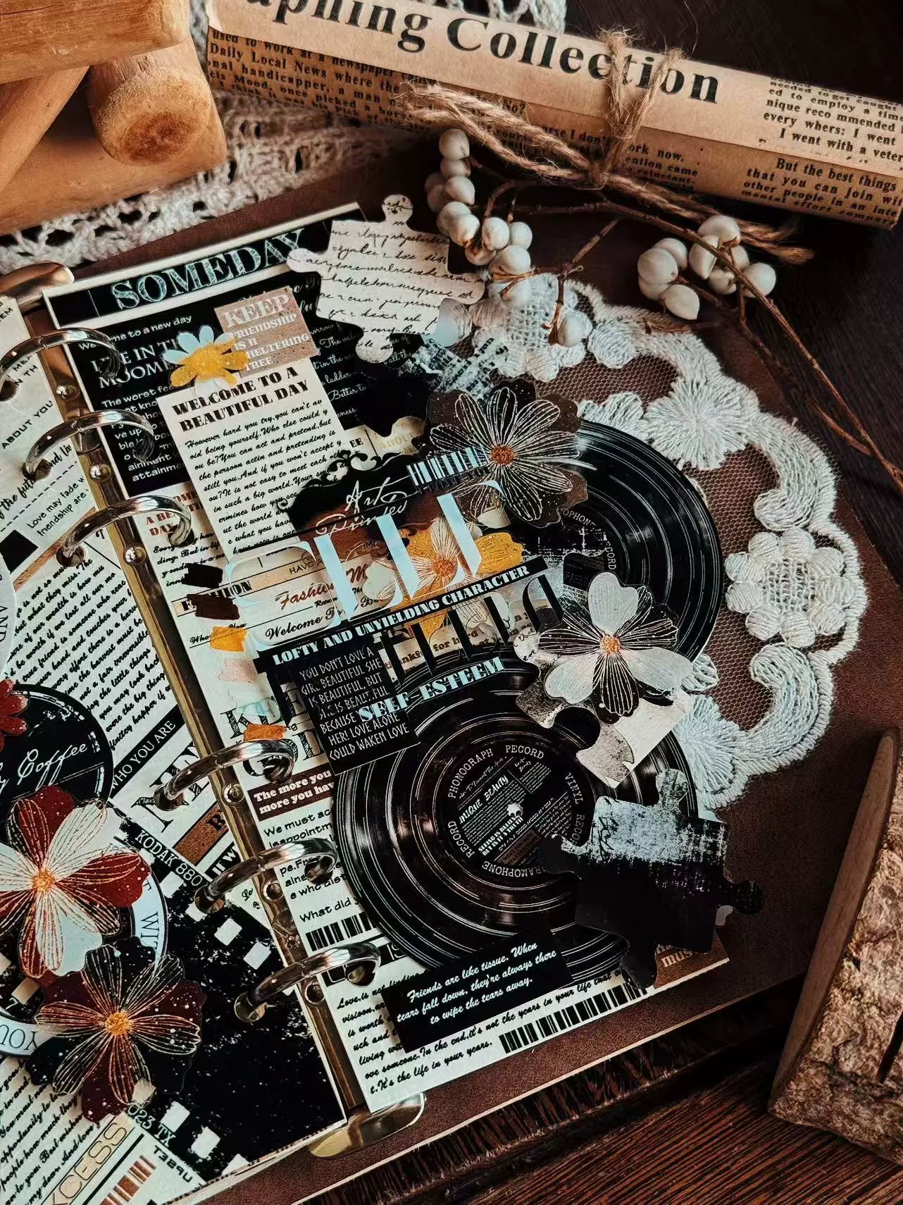 Linlanxi 【Puzzle Painting】Original  Pre-cut Washi/Pet Tape,New Fashion Retro Wider English Counted Tape