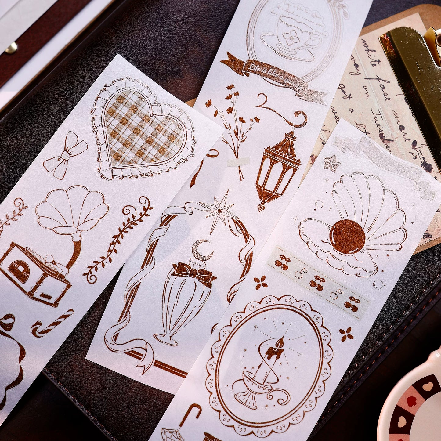 XiaoBaiJia Salt Series【Caramel Collection】Pre-cut Orginal Design Vintage Small Decorative Frame Washi/Pet Tape Light Retro Stickers