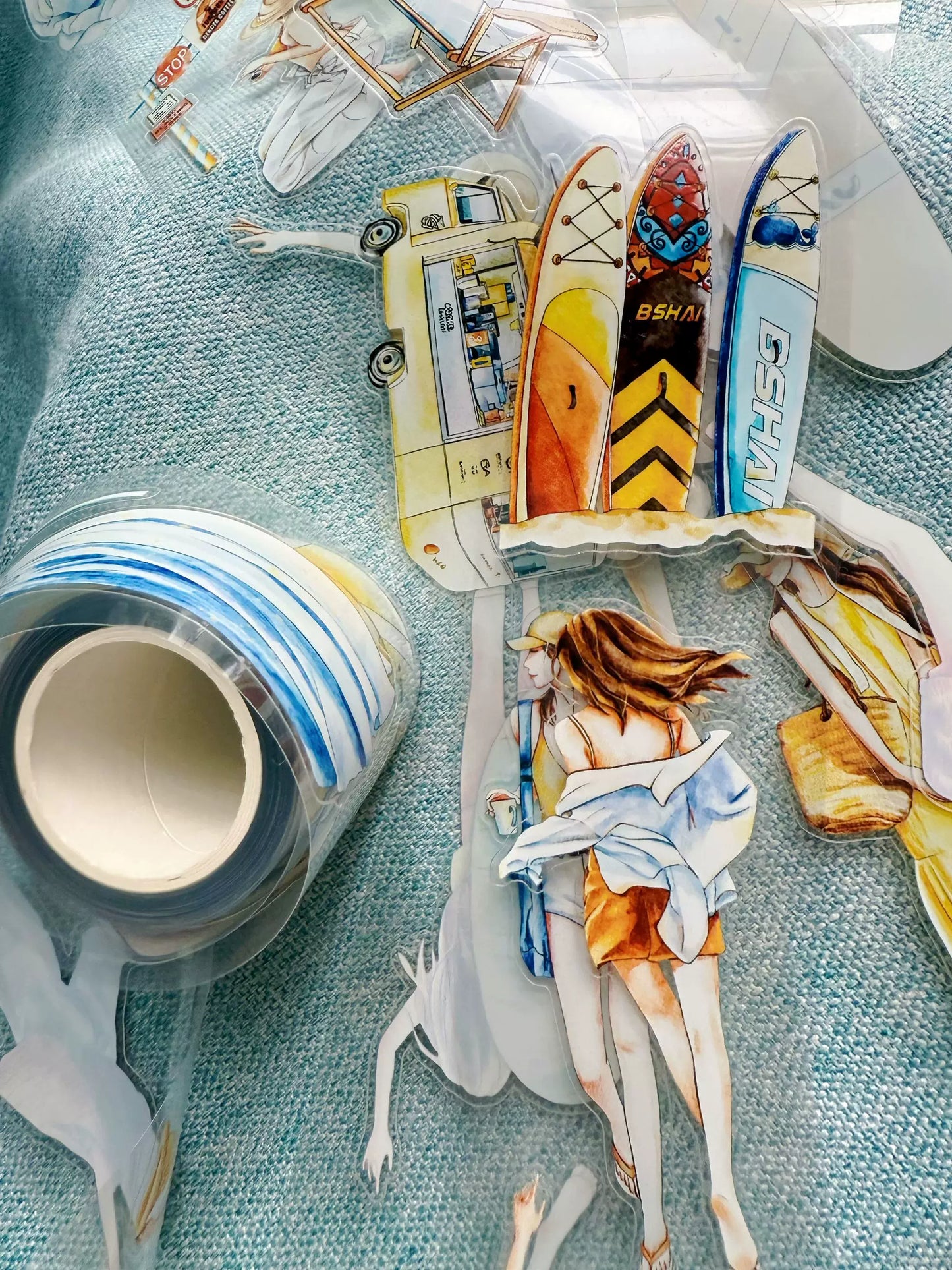 ZaoZao Vol3【Vacation】Original Design Kiss-Cut Washi PET Tape Stickers,for Scrapbook Supplies,Journaling,Junk Journal,Bullet Journal,Planner Stickers