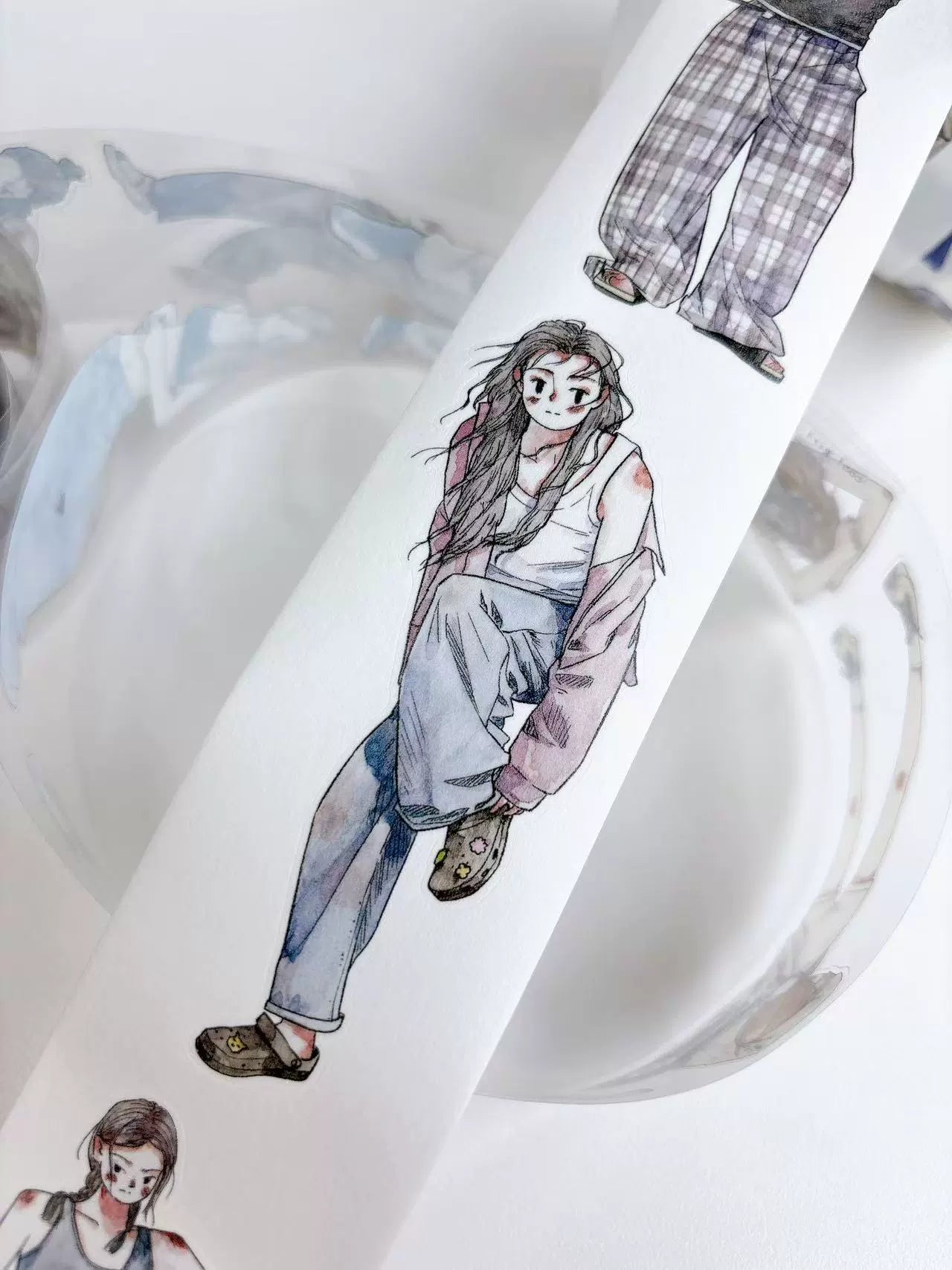Kaixiaoxun Vol10 【Cool Girl】 Pre-Cut Long Loop Washi/Matte PET Tape for Scrapbook Supplies,Junk Journal Supplies