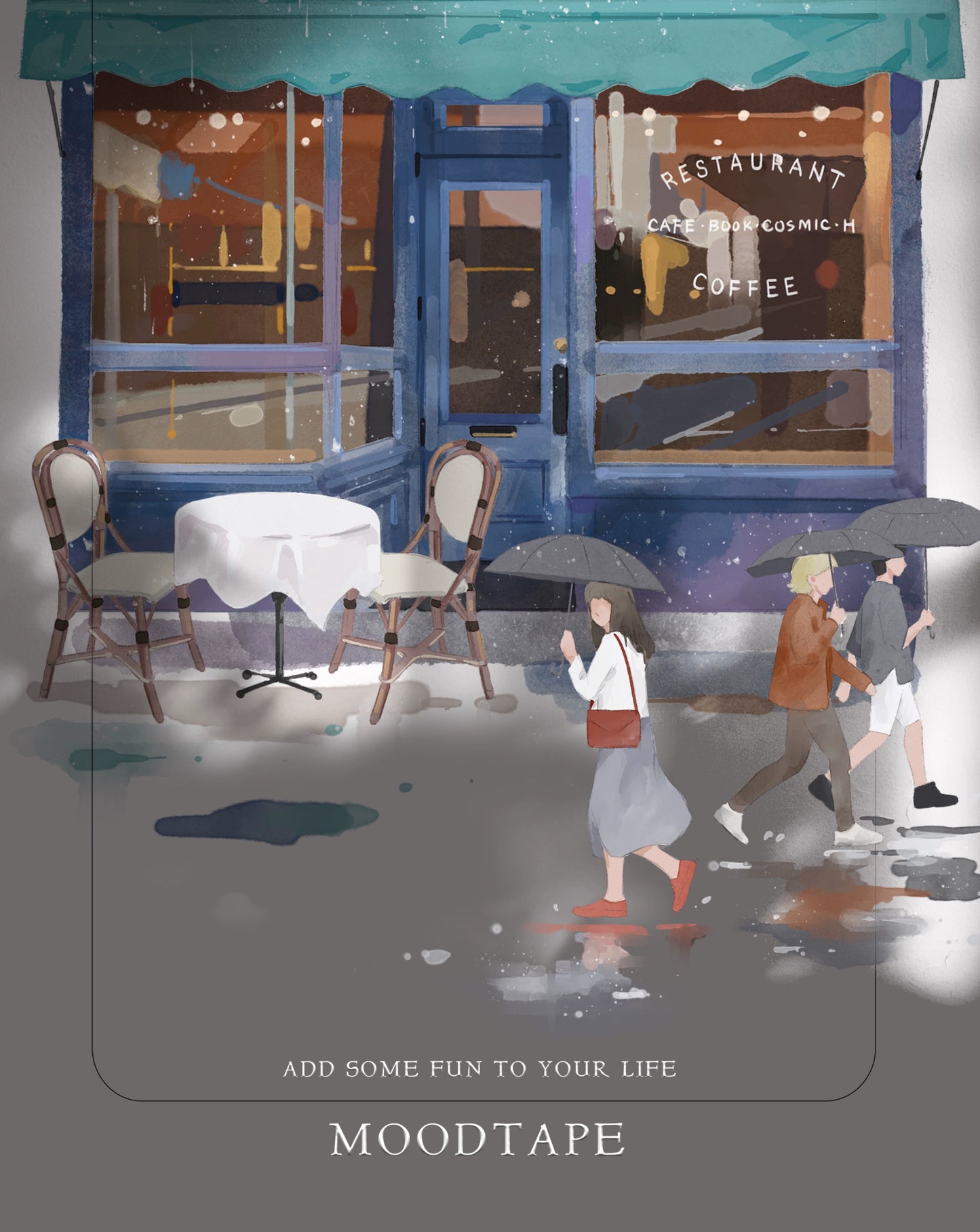 Moodtape【Leisurely Drinking Coffee】Coffee Shop Washi Tape Stickers for DIY Decorative Materials,Scrapbook Supplies,Junk Journal