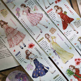 YiEr Vol13【Girls of Summer】Orginal Design Character Washi/Pet Tape Light Retro Stickers