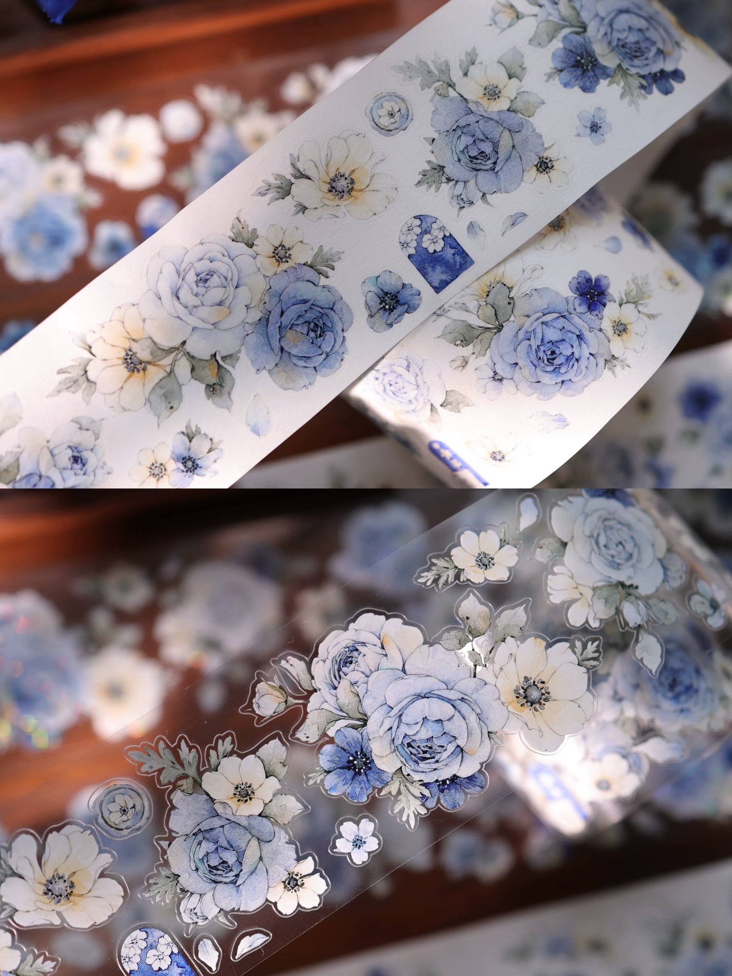 YiEr Vol17【Blue-Violet Flower】Kiss-cut Floral Washi Tape and PET Stickers
