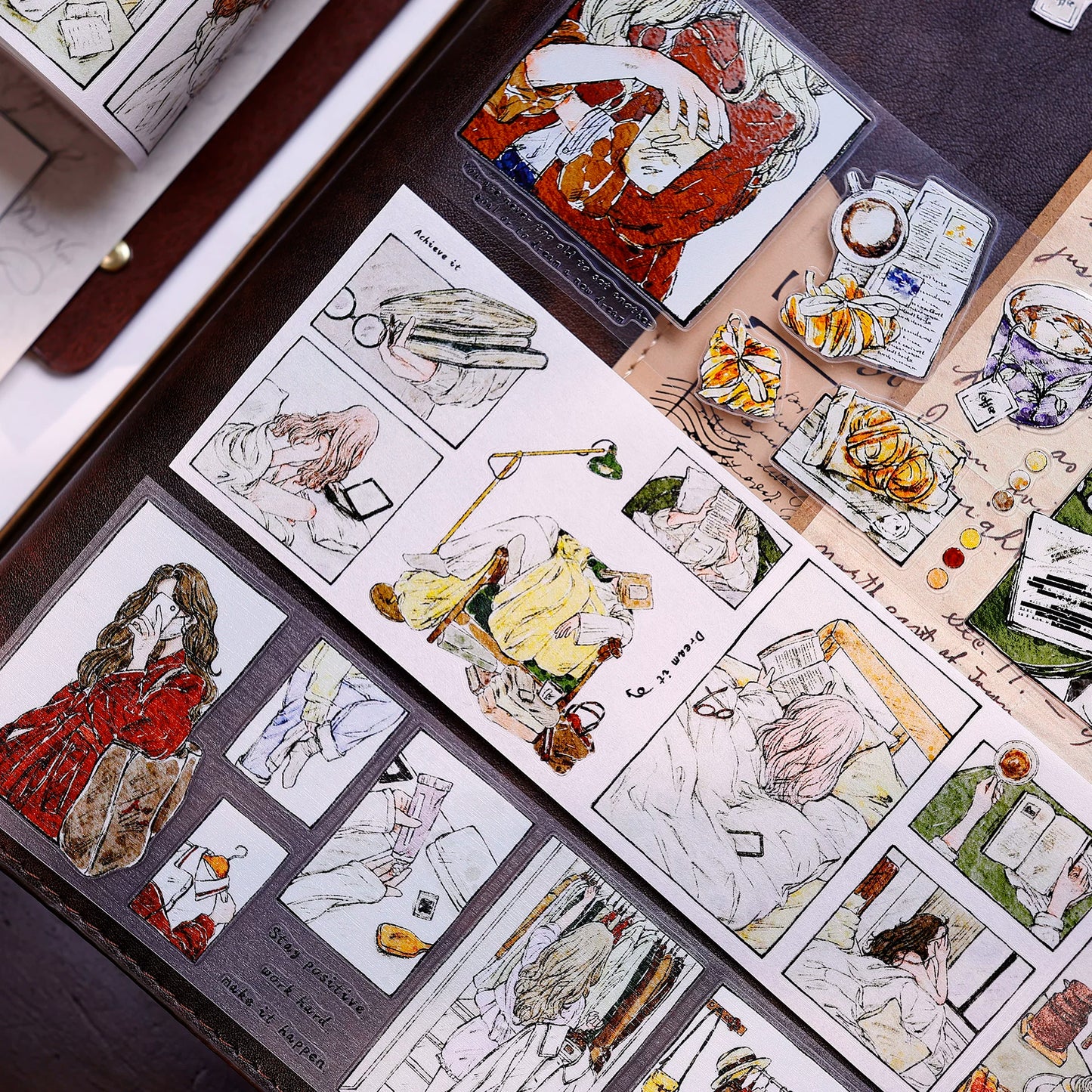 XiaoBaiJia Salt Series【Fengge Manji】Pre-cut Orginal Design Comic-style Daily Life Washi/Pet Tape Light Retro Stickers