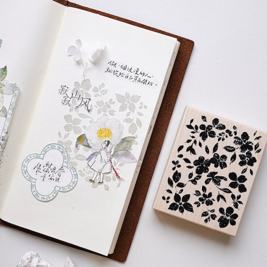 Yuanzi Vol7【Background Flower Series】Upgraded Rubber Retro Maple Stamp for Washi Tape