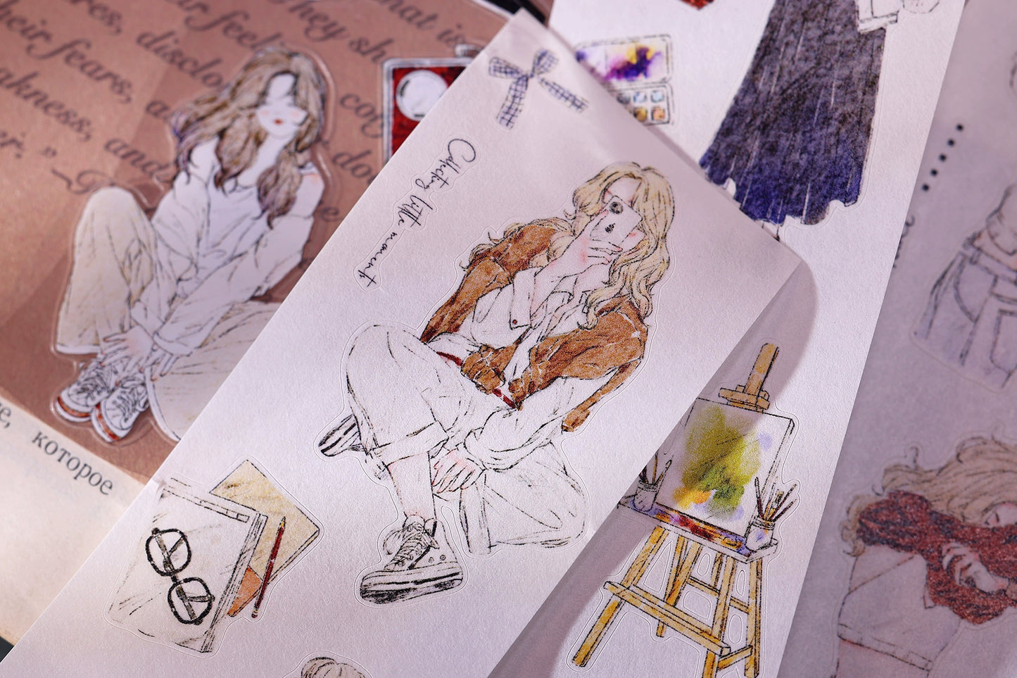 XiaoBaiJia Minimalist Style【Free Wind】Light Retro Orginal Design Washi Pet Tape Landscape Stickers