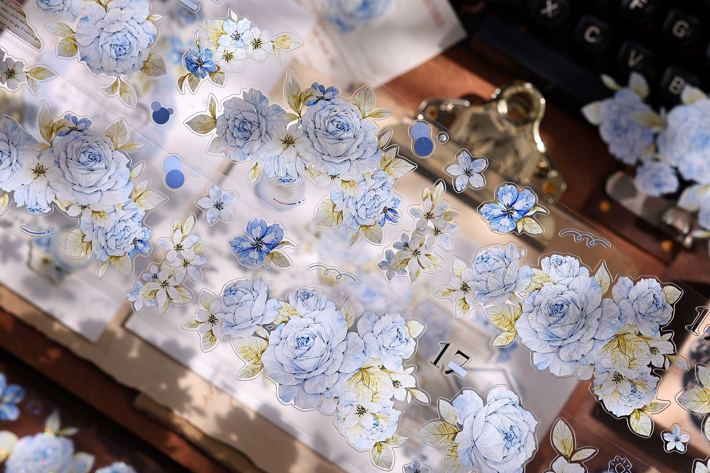 XiaoBaiJia【Jian Shi Blue】Light Retro Orginal Design Washi Pet Tape Landscape Stickers