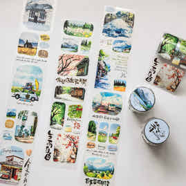 Wait Studio【Pick up Light Themed Scenery】Pre-cut Light Retro Washi/PET Tape