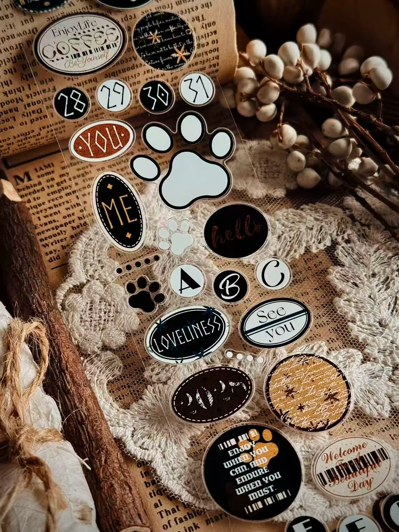 Linlanxi Vol14【Circular Label Set】Original Design Retro Exquisite Vintage Decorative Washi/Pet Tape