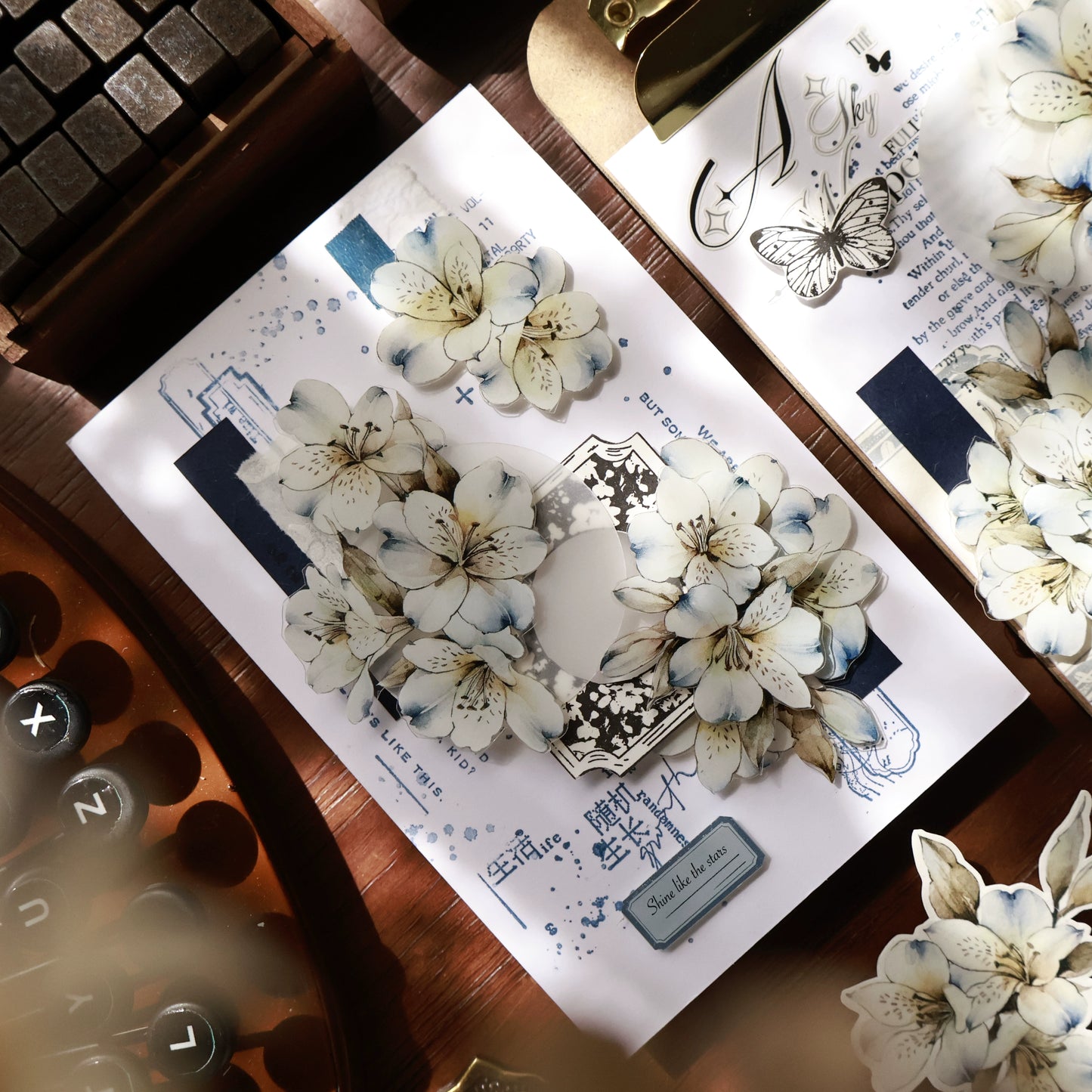 YiEr Vol15【Blue Island Sixth Beginning】Orginal Design Pre-cut Washi/Pet Floral Tape Light Retro Landscaping Stickers