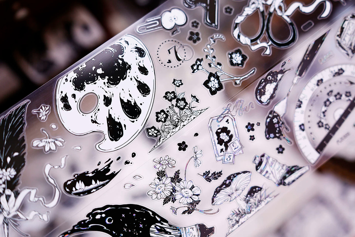 XiaoBaiJia Salt Series【Black and White Art World】Pre-cut Orginal Design Washi/Pet Tape Light Retro Stickers