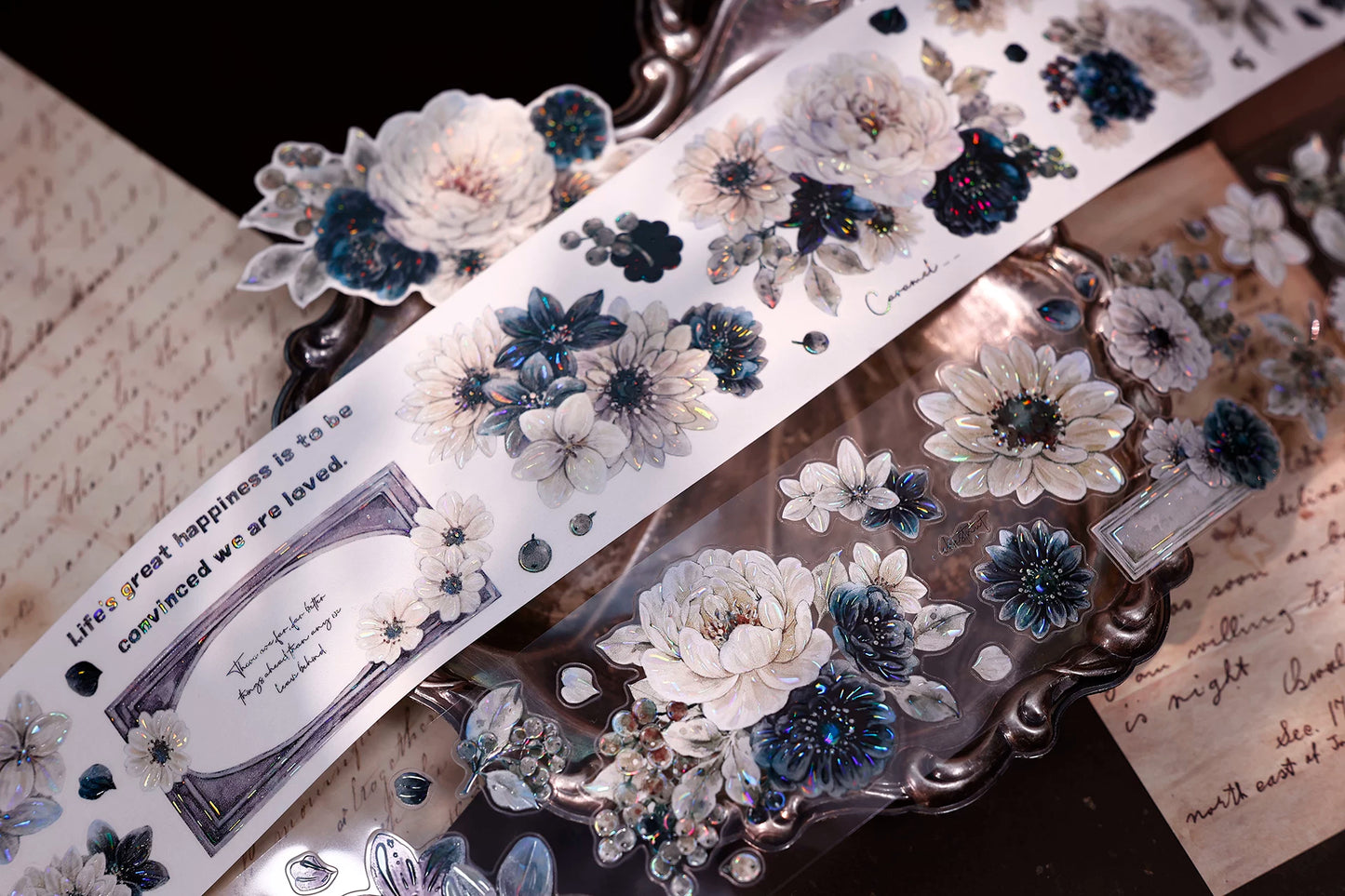 XiaoBaiJia【Old Color Floral Traces】Pre-cut Floral Orginal Design Taiwan Washi Pet Tape Light Retro Stickers