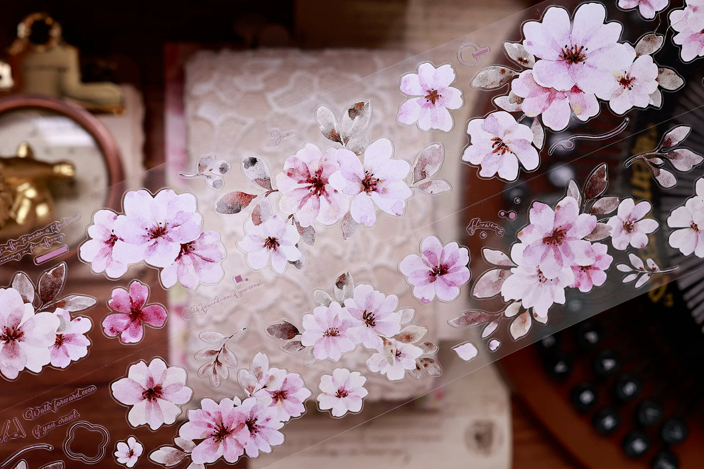 XiaoBaiJia Salt Series【Pink Mist Letter Paper】Pre-cut Orginal Design Washi/Pet Tape Light Retro Stickers