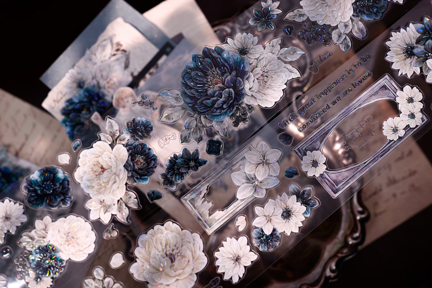XiaoBaiJia【Old Color Floral Traces】Pre-cut Floral Orginal Design Taiwan Washi Pet Tape Light Retro Stickers