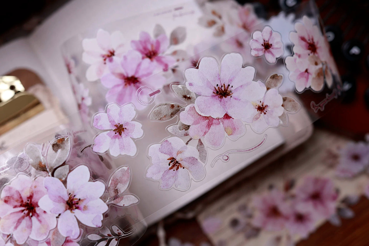 XiaoBaiJia Salt Series【Pink Mist Letter Paper】Pre-cut Orginal Design Washi/Pet Tape Light Retro Stickers