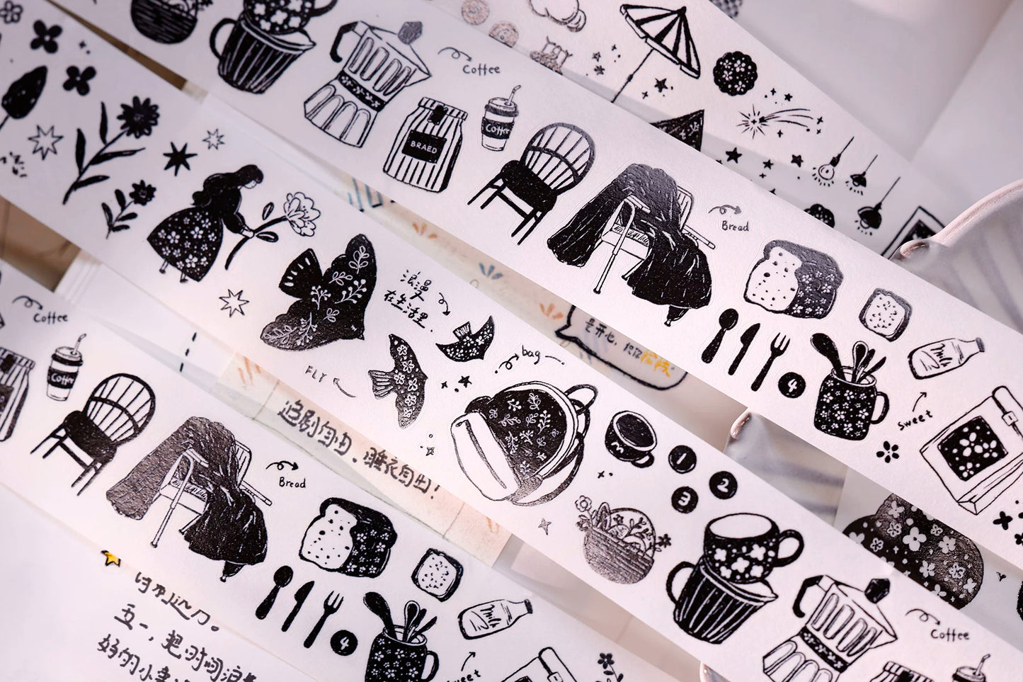 XiaoBaiJia Salt Series【Plain Color Painting】Pre-cut Orginal Design Mall Figures Embellish Washi/Pet Tape Light Retro Stickers